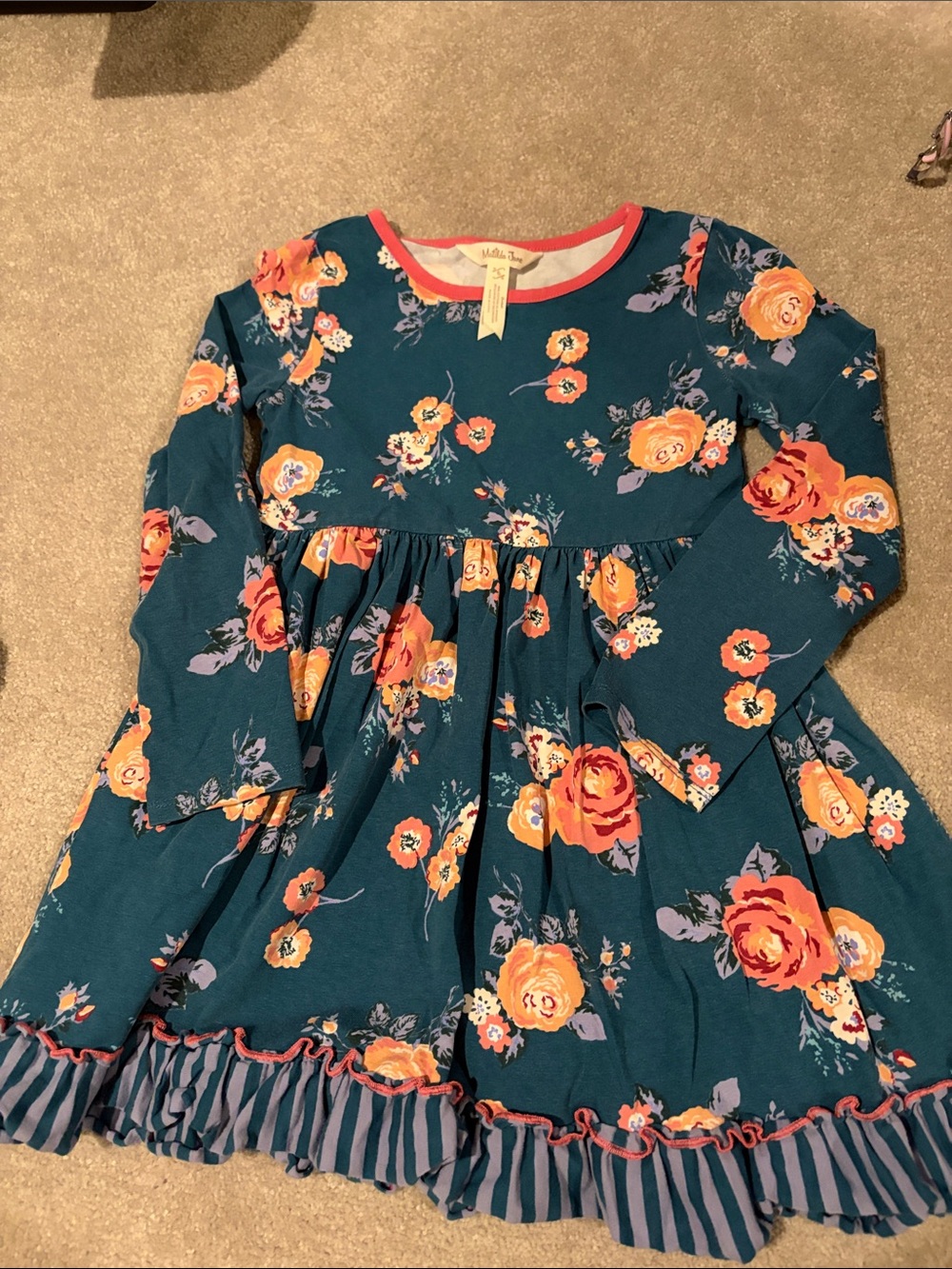 Matilda Jane Teal Floral Dress with Orange Roses